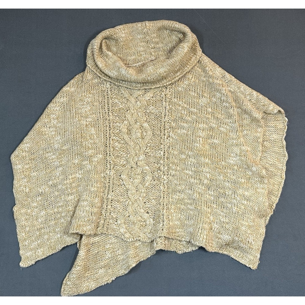 Free‎ People Poncho Shawl Womens Wool Blend Cable Knit Cowl Size L
